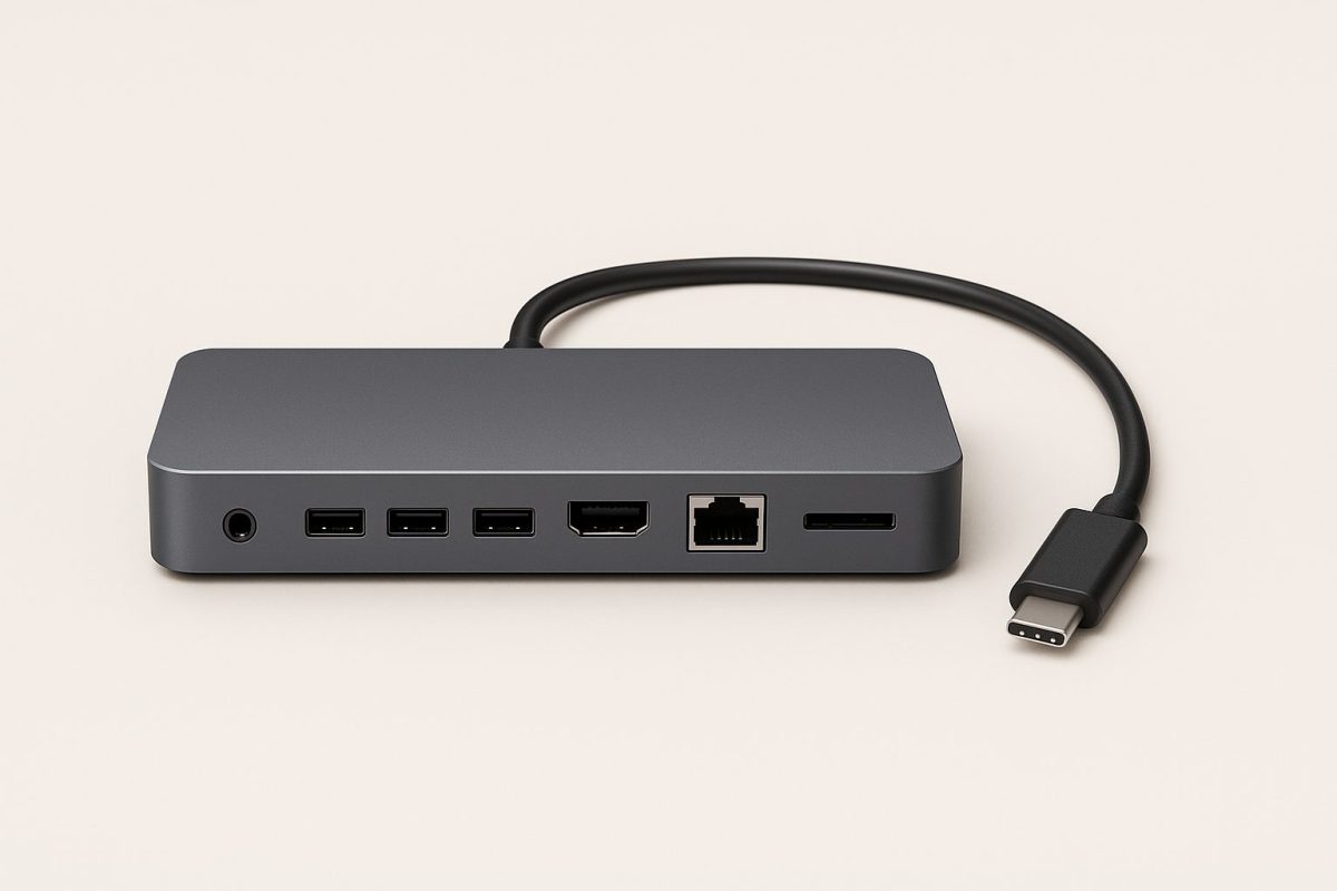 比較的コンパクトなドッキングステーションが中央に描かれている。