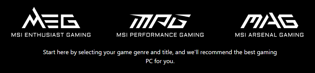 MSIのMEGとMPGとMAGのロゴが並んでいる
